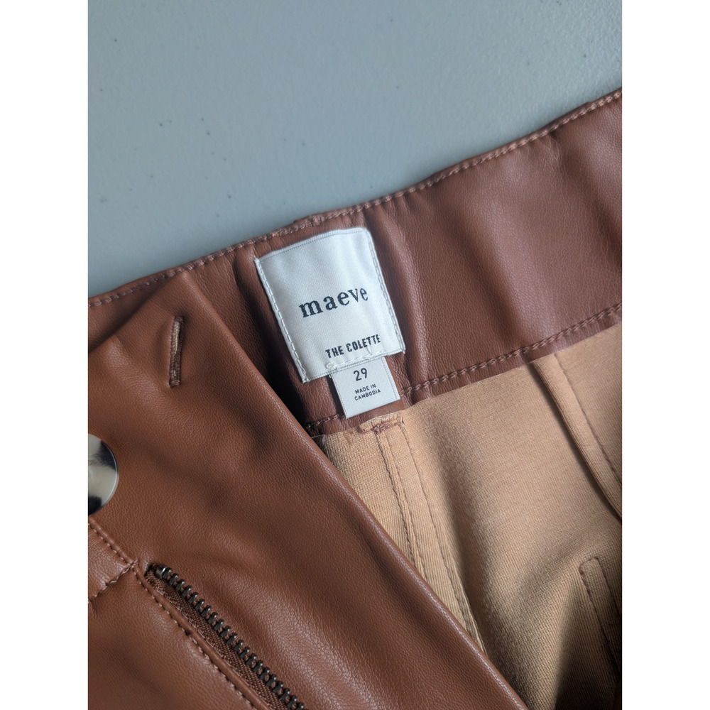 NWT Maeve The Colette Cropped Wide-Leg Faux Leather Pants Size 29 Copper #7D551 - Picture 9 of 11